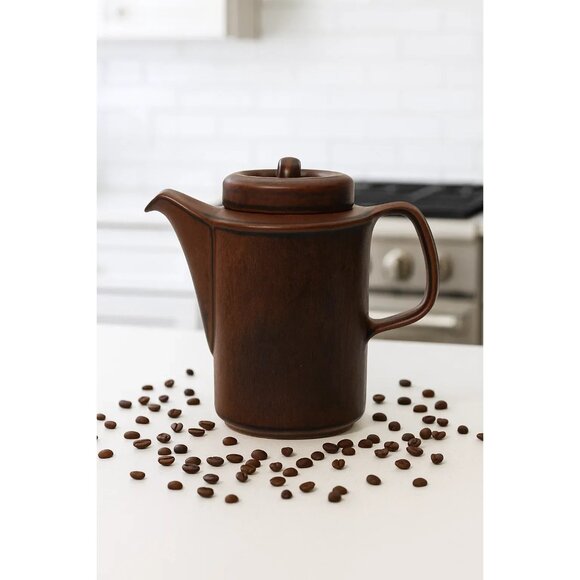 Vintage Arabia Of Finland Ruska Coffee Pot & Lid By Ulla Procope Brown Ceramic 1 - Picture 1 of 10